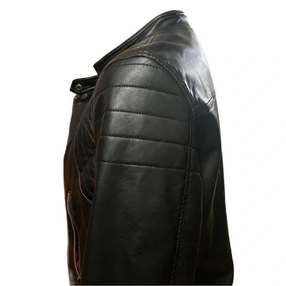 We The Free Black Vegan Leather Moto Biker Jacket Large - Picture 5 of 13